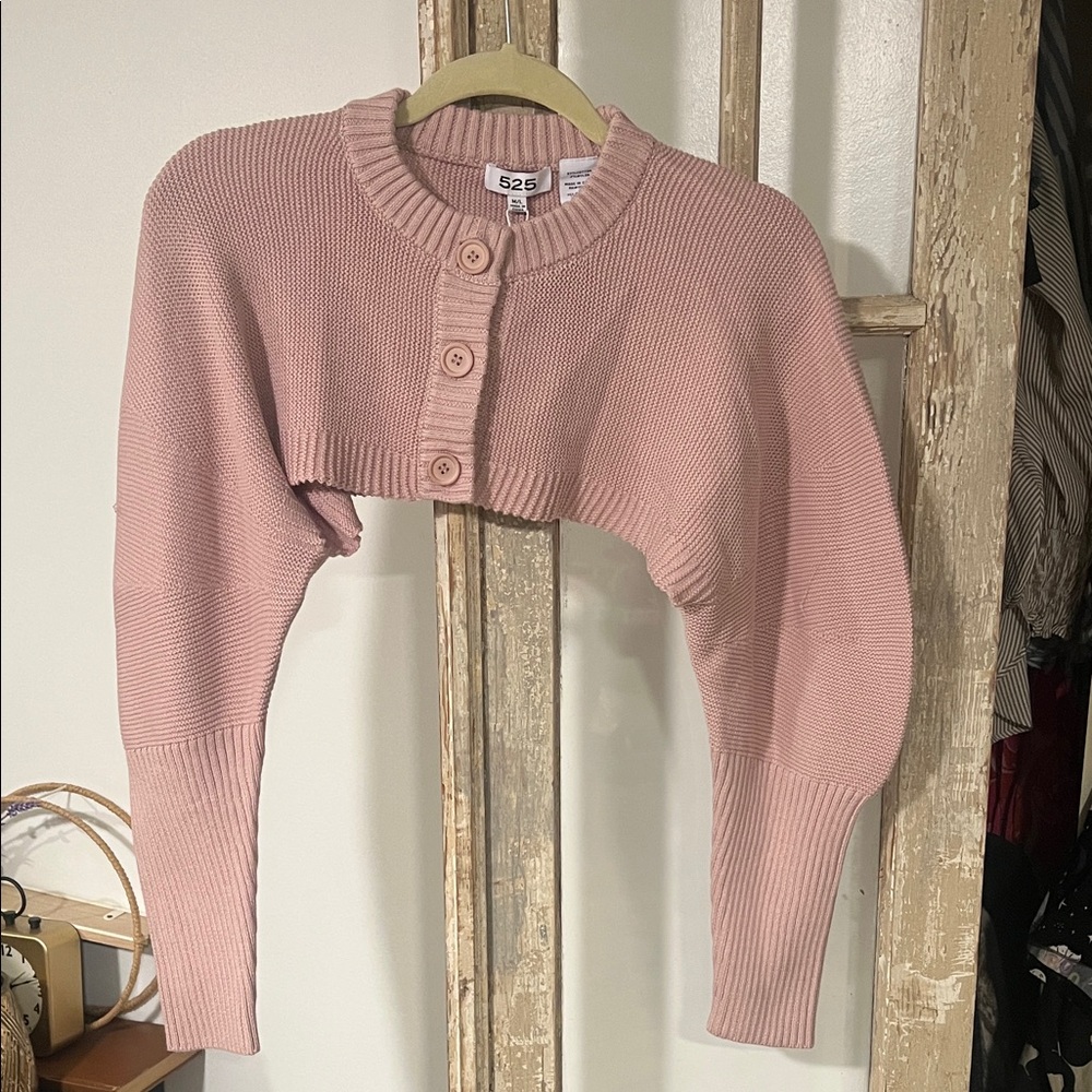 525 America Blush Buttoned Cropped Sweater